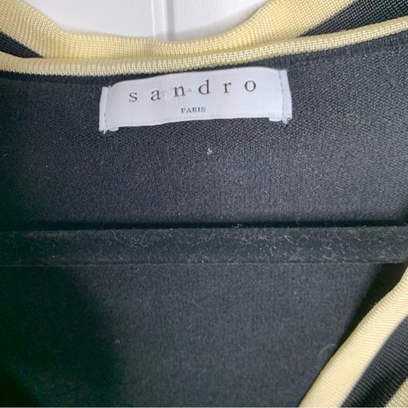 Sandro cashmere wool knit two tone sweater cardigan old money quiet luxury small - Picture 4 of 7